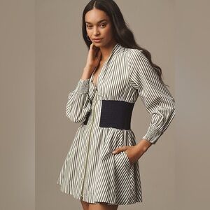 The Tommie Smocked Front-Zip Shirt Dress by Anthropologie. Size XL